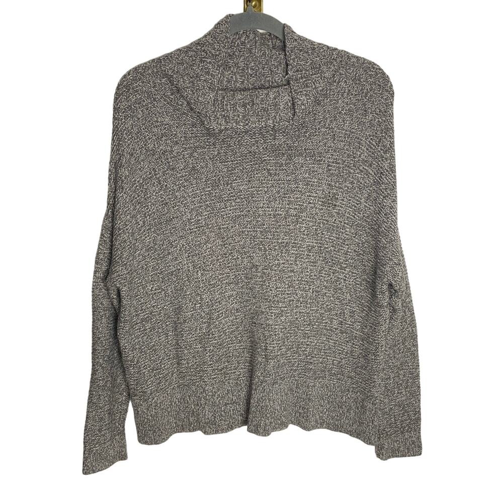 Eileen Fisher Oversized Turtleneck Sweater Cotton Pullover Drop Sleeve Grey XS